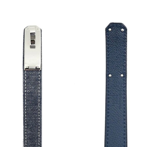 Hermes Kelly Belt 18 Denim Epson Blue Series Silver Hardware main image 10